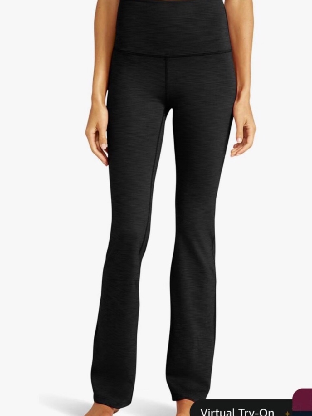 Beyond Yoga Heather Rib High Waisted Bootcut Pants in Black